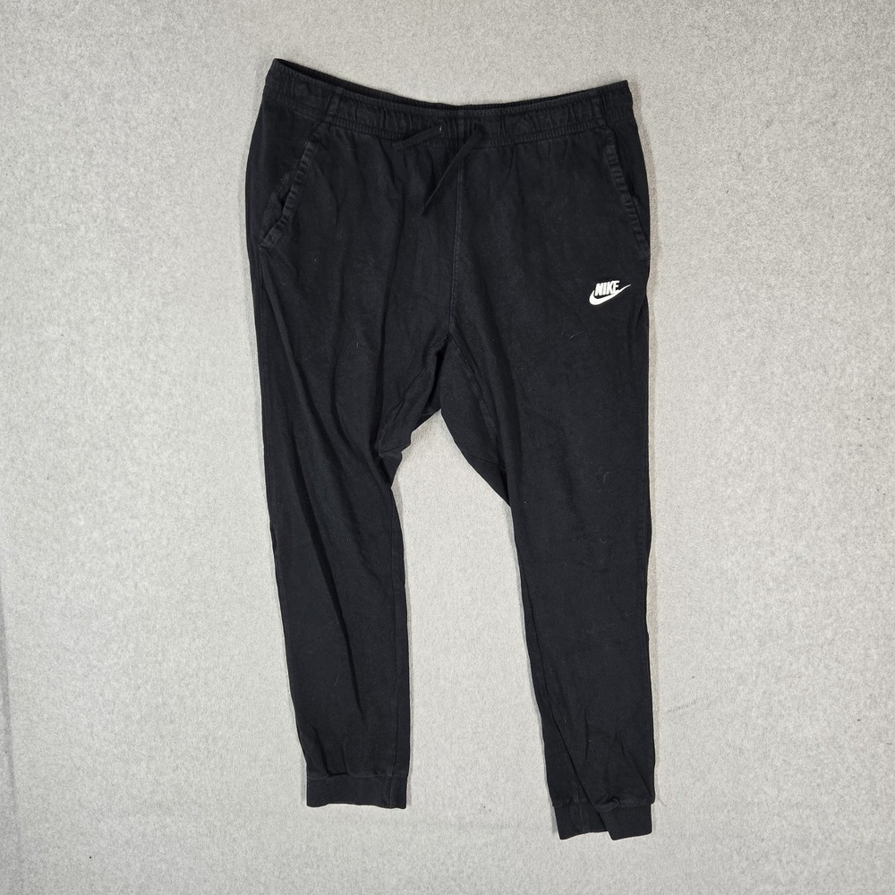 Nike Men Activewear Pants L Black Jogger Swoosh Logo Drawstring 26" Inseam